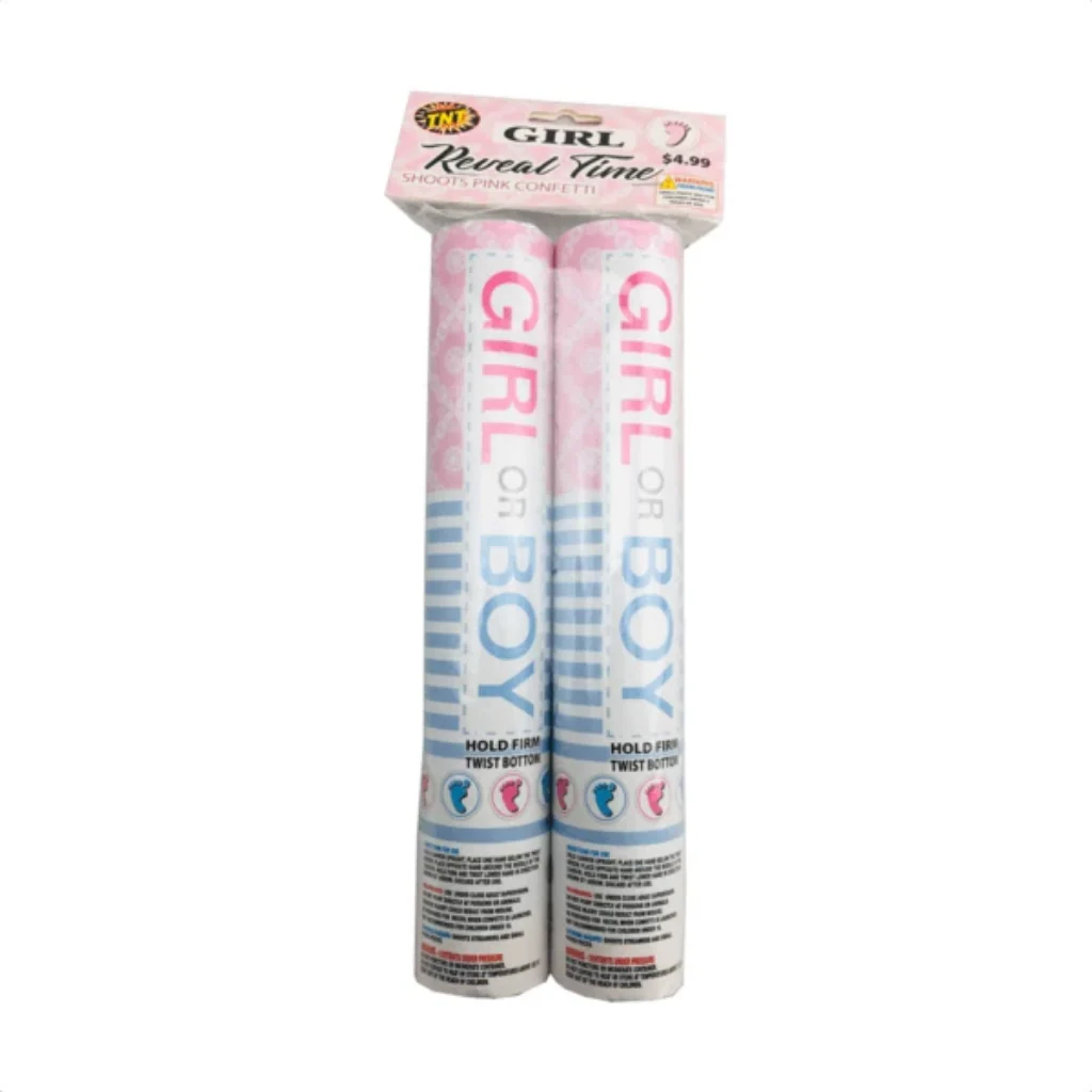 TNT GIRL Gender Reveal Confetti Poppers