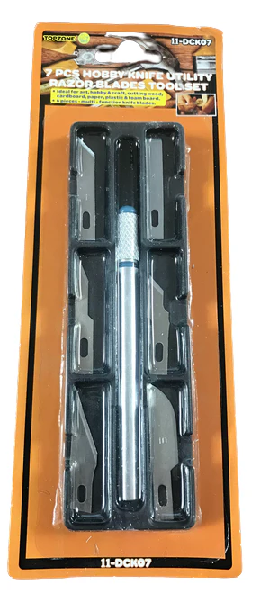 Top Zone 7pc Hobby Knife Utility Razor Blades Tool Set - Image 2