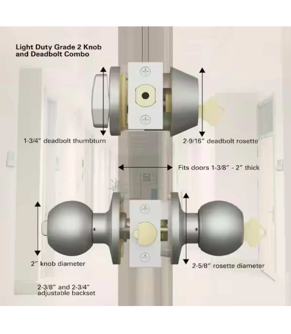 Universal Hardware Universal Hardware Light Duty Commercial ANSI Grade 2 Entry Knob and Deadbolt UL 3-Hr Fire, Keyed Alike Satin Chrome - Image 9