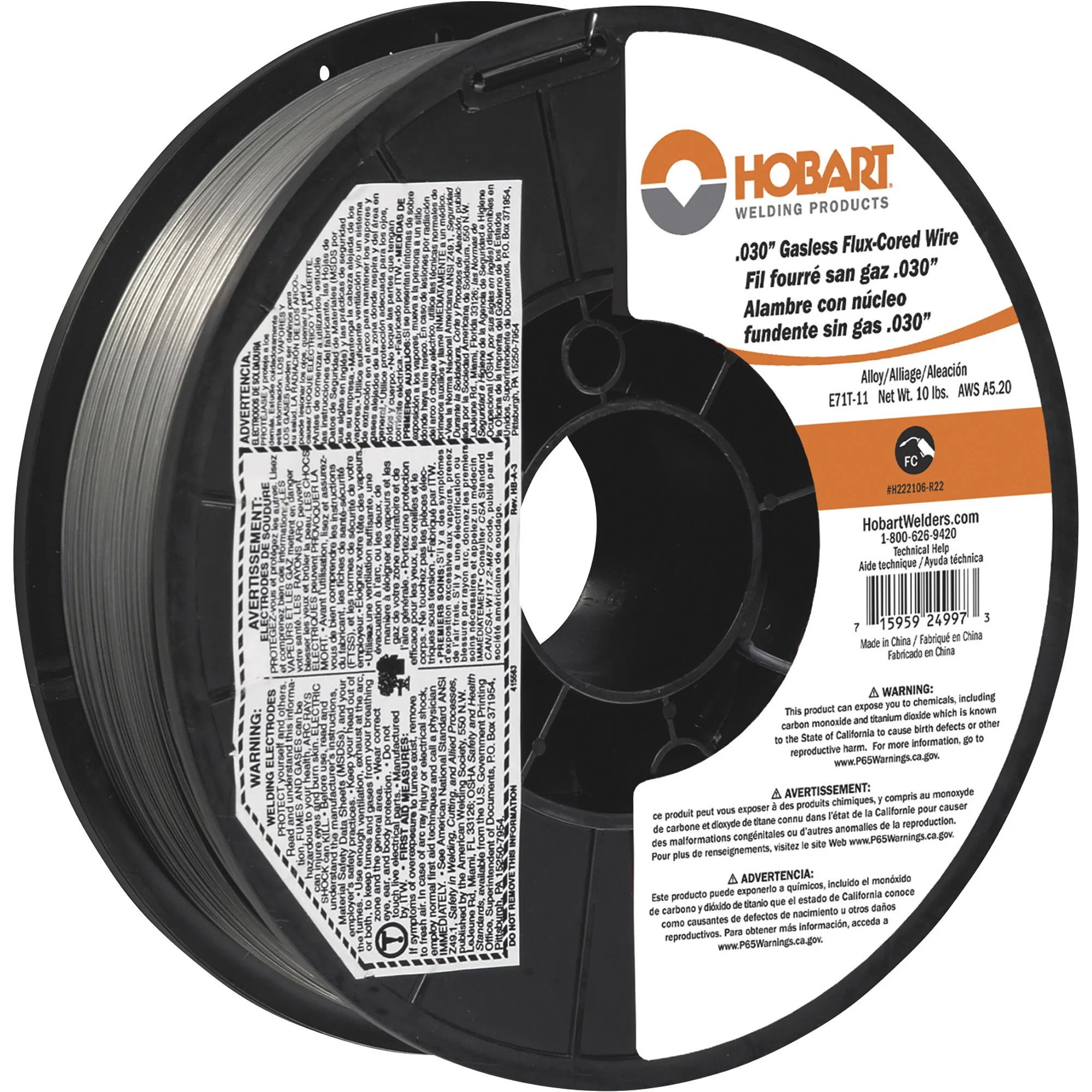 Hobart Flux-Cored Carbon Steel Welding Wire 0.030 Inch
