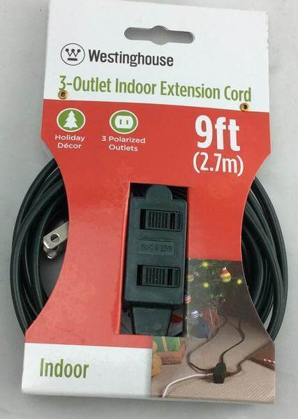 Westinghouse Green 3 Outlet Indoor Extension Power Cord 9ft - Image 2