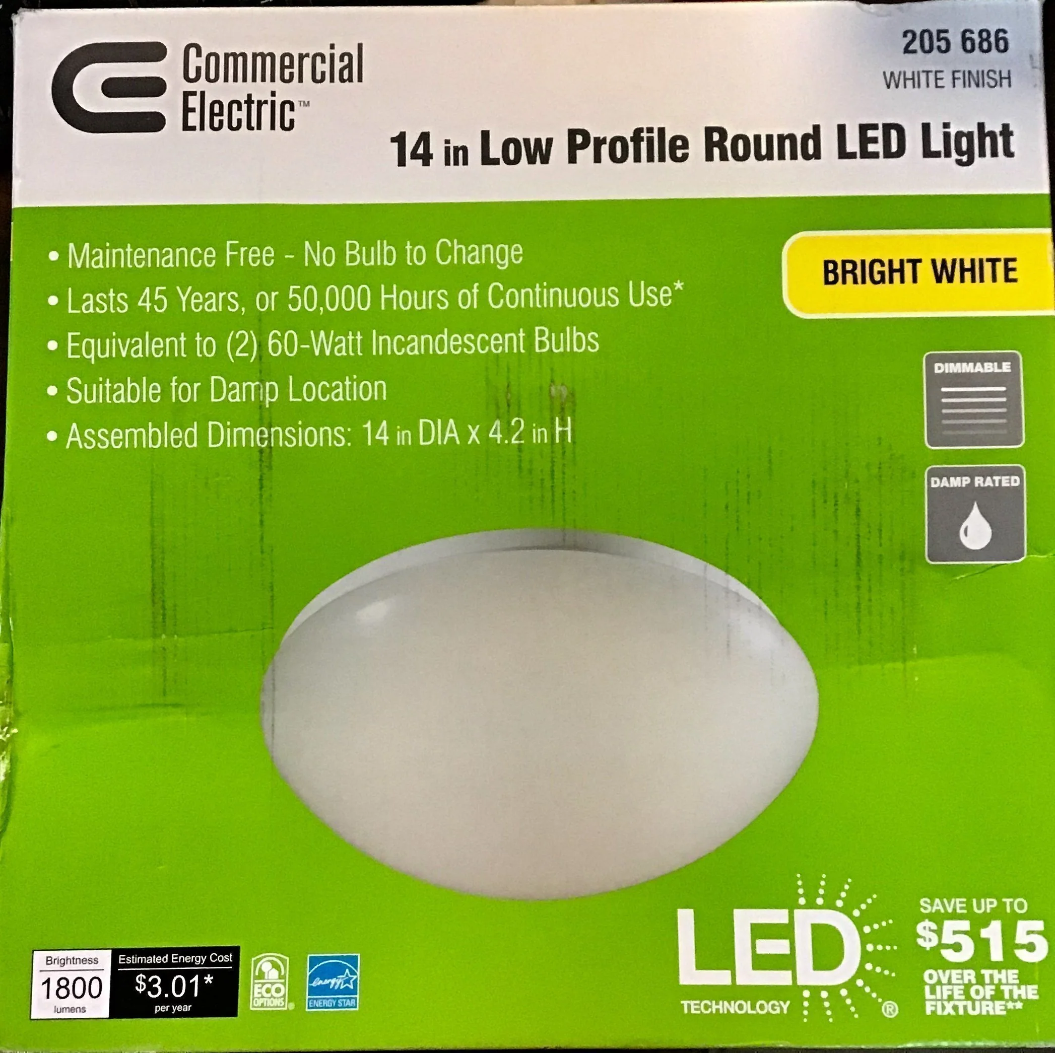 White integrated LED round puff flush mount damaged box - Image 2