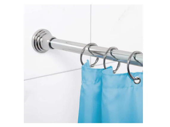 Zenna Home NeverRust Decorative Finial 46 in. to 72 in. Aluminum Adjustable Tension No-Tools Shower Rod in Chrome DAMAGED BOX - Image 2